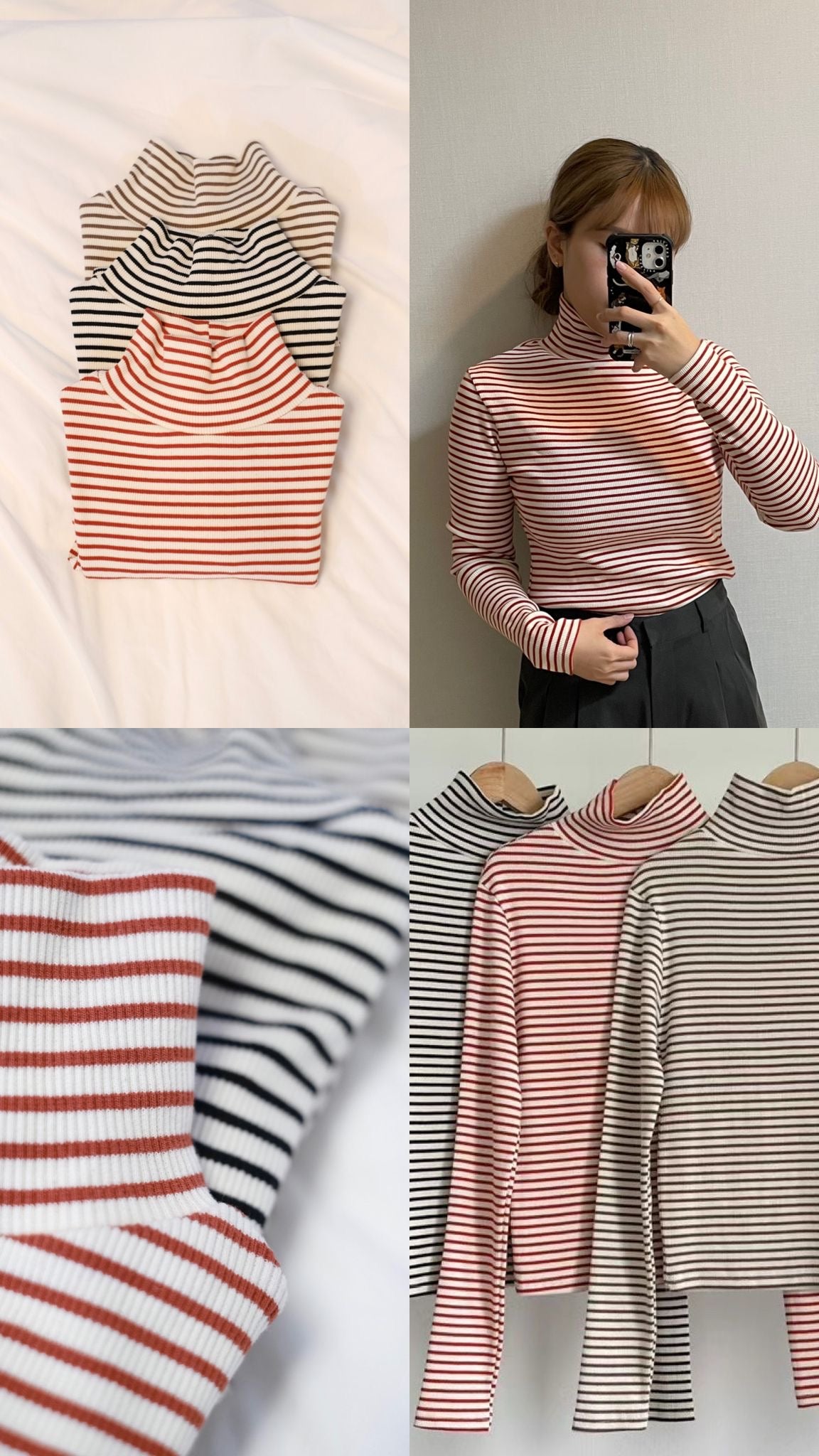 23FW-2403 | Striped Half Neck L/S Tee