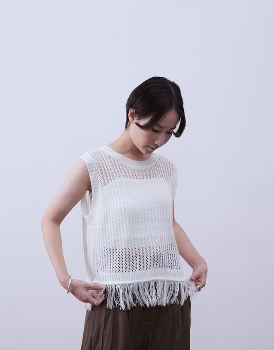 [SALE] Sleeveless Tassel Knit Top | 23SS-25