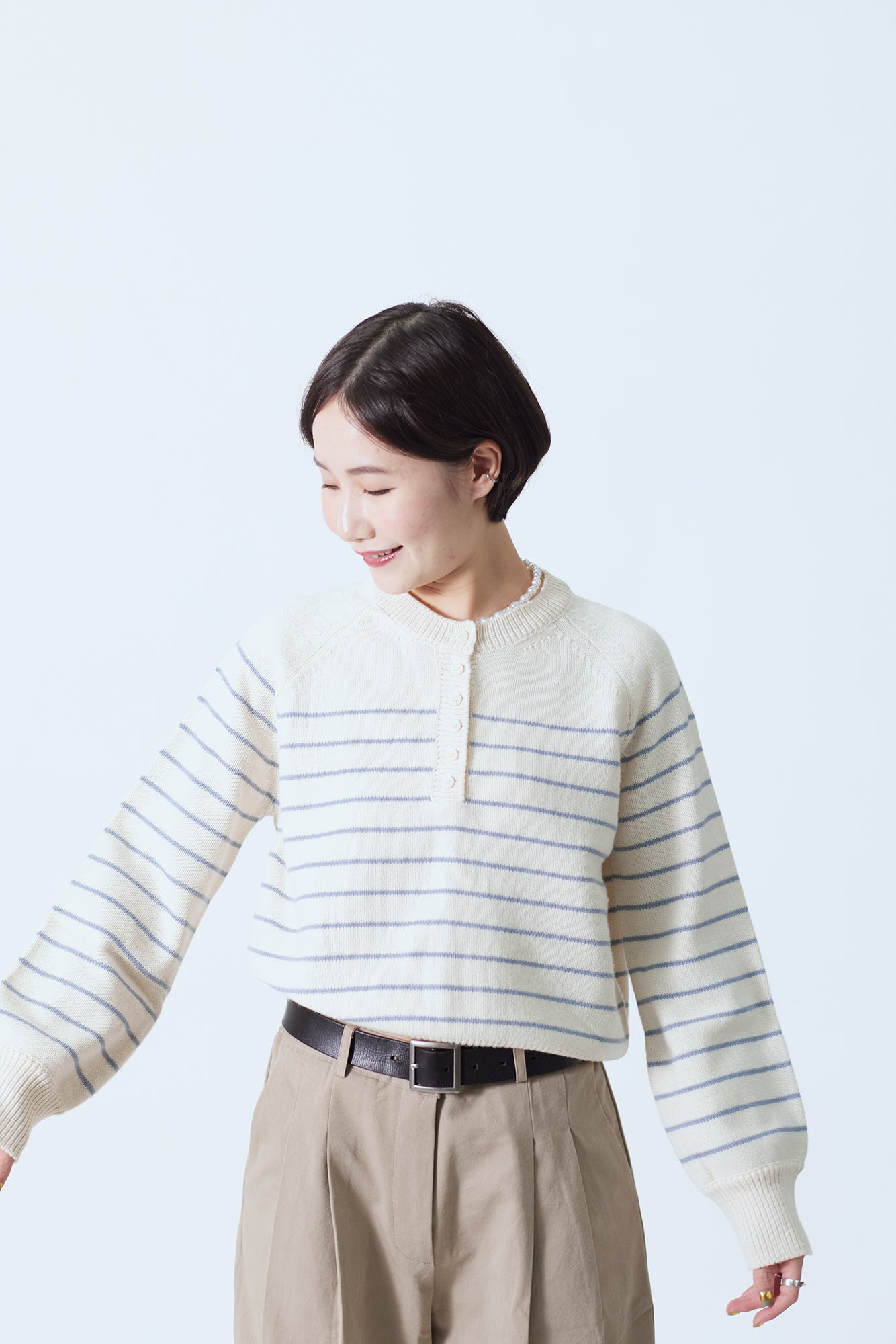 24SS-2502 | Hayley Neck Striped Sweater