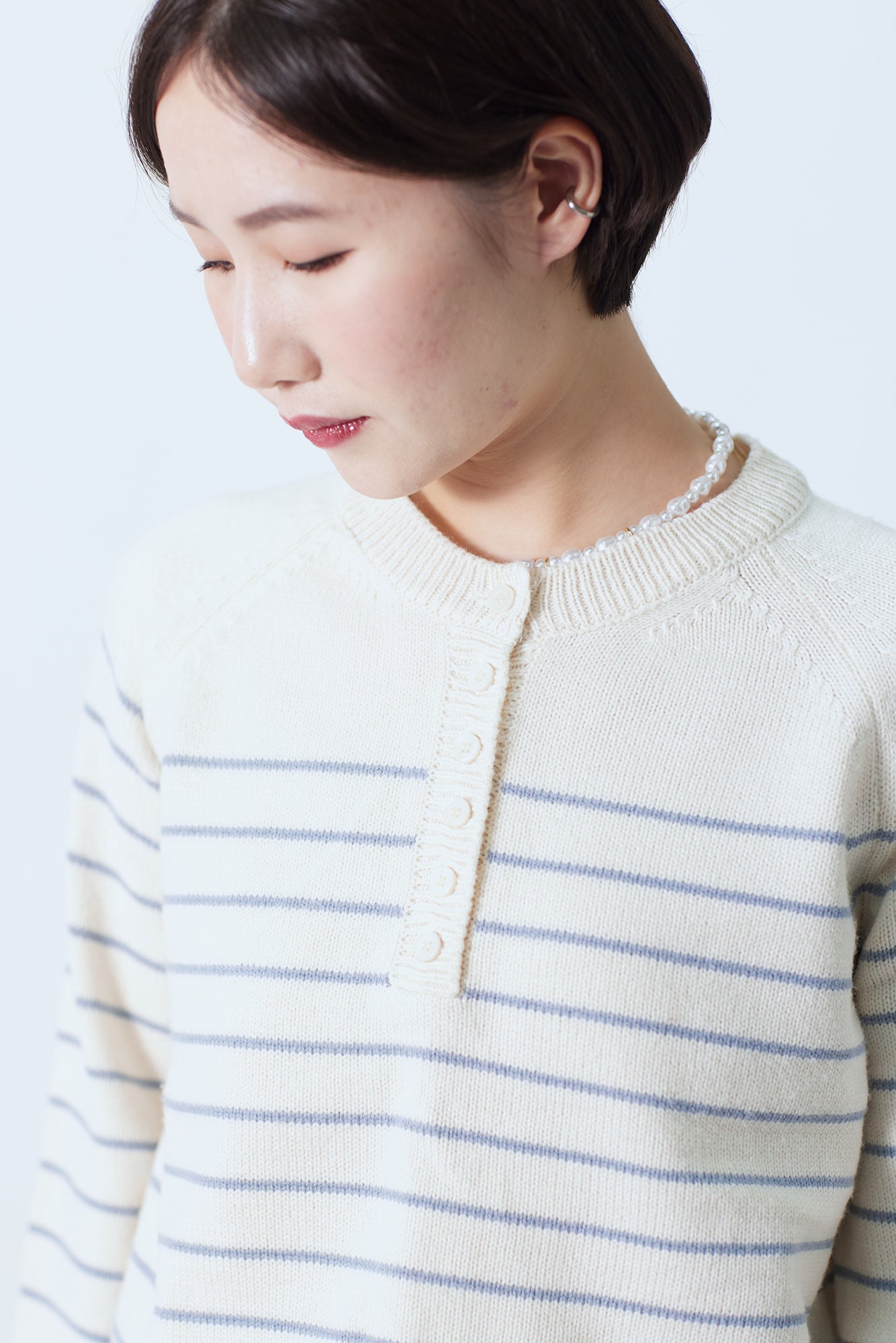 24SS-2502 | Hayley Neck Striped Sweater