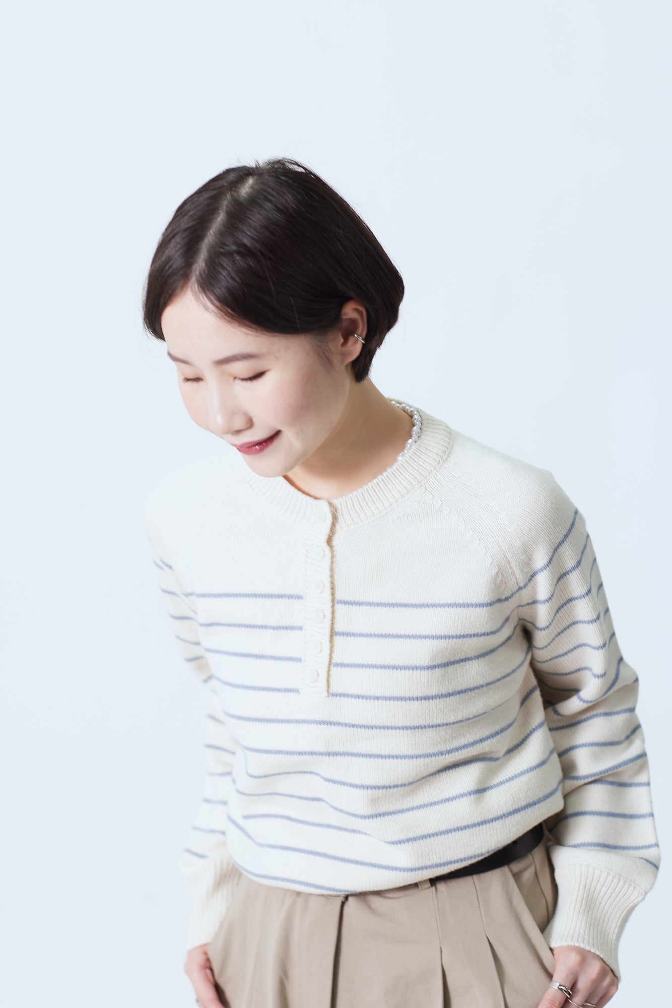 24SS-2502 | Hayley Neck Striped Sweater