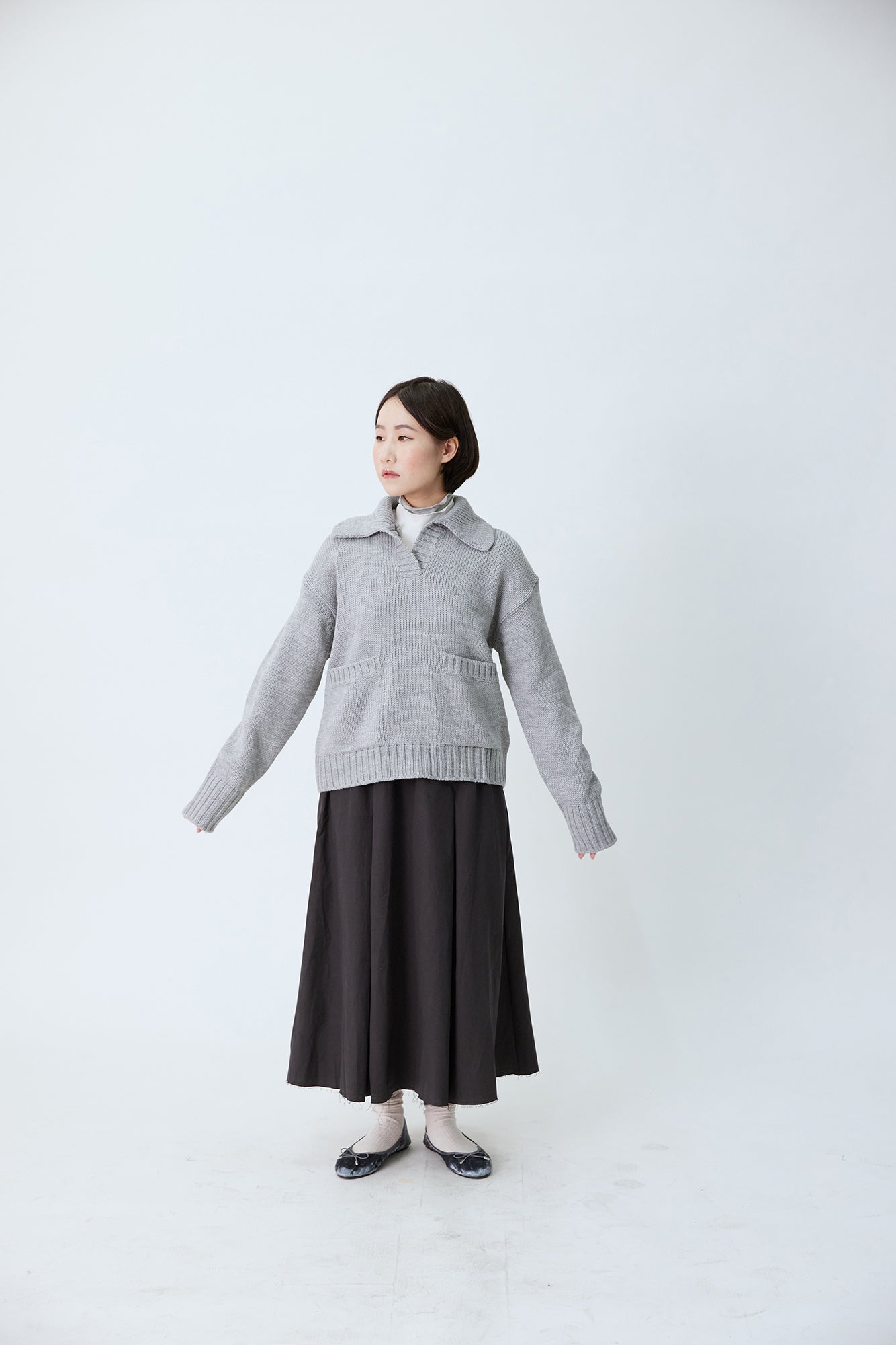 24SS-2504 | Open Collar Pocket Sweater