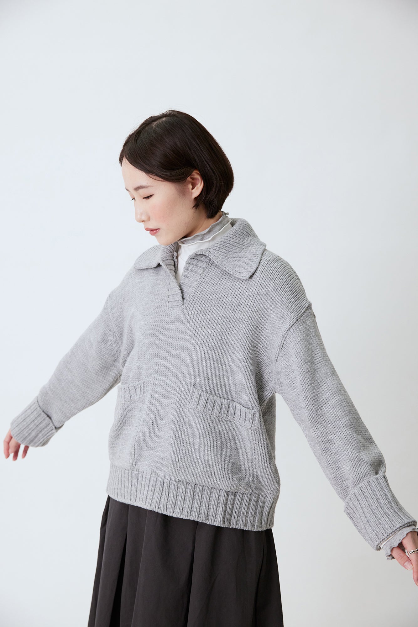 24SS-2504 | Open Collar Pocket Sweater