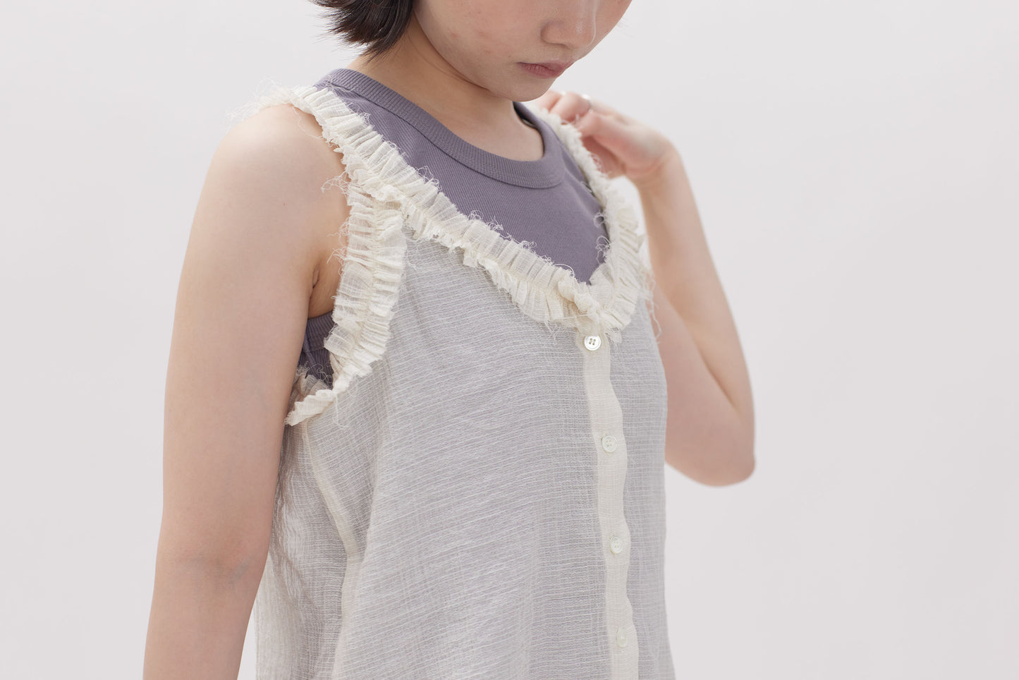 24SS-2430 | Ruffle Neck Tank Top