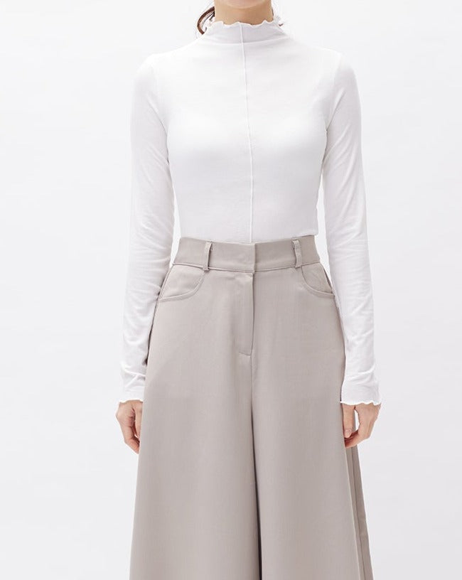 Ruffle Half Neck L/S Tee | 23SS-2401